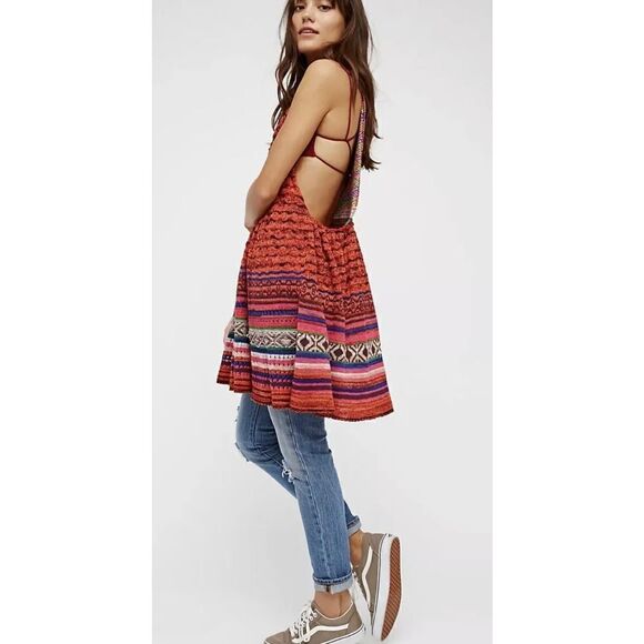 Free People Rare Hearts Red Knit Crochet Sweater Tunic Mini Dress
Womens size S - Picture 6 of 12
